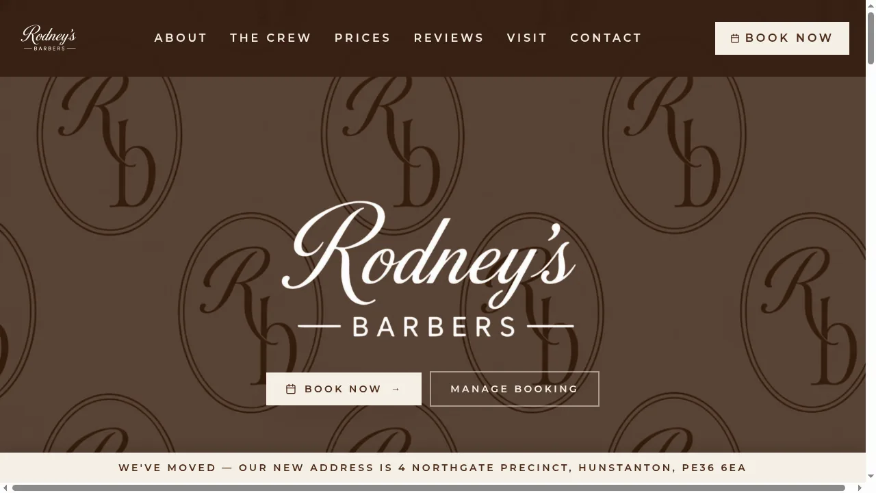 Custom website built by Website and Design for Rodney's Barbers, a custom website in Hunstanton, North Norfolk