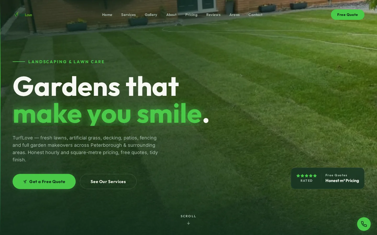 Custom website built by Website and Design for Turf Love, a custom website in Peterborough